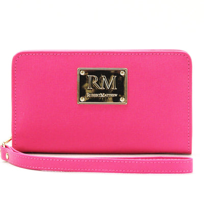 Wallet, Wristlet - Robert Matthew Aria 24K Gold Leather Wallet Wristlet - Pink Ruby